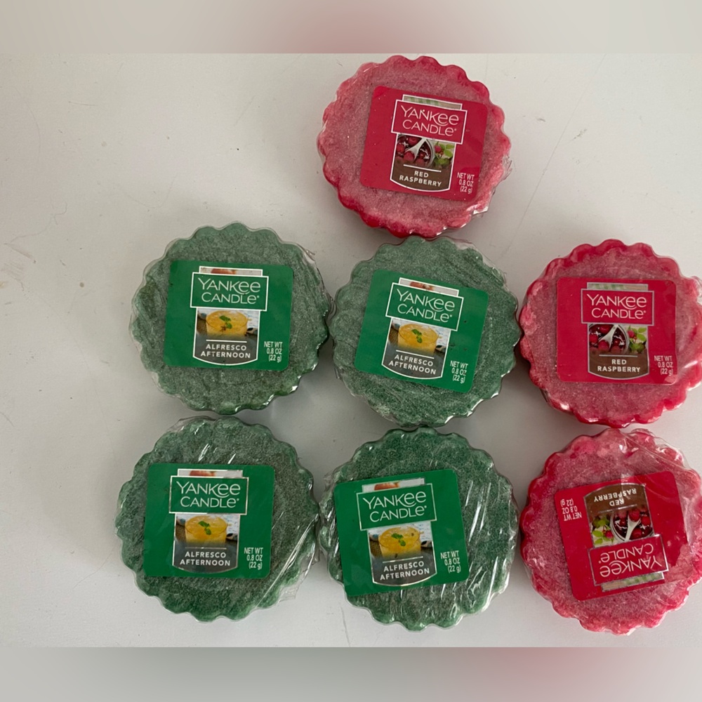 Yankee candles 7 wax tart melts red raspberry & alfresco afternoon .8 oz
